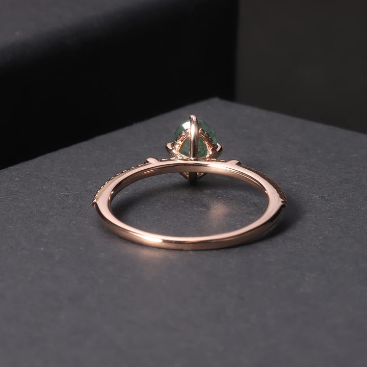 Anillo de compromiso de plata de ley 925 con ágata musgosa de Olivenorma