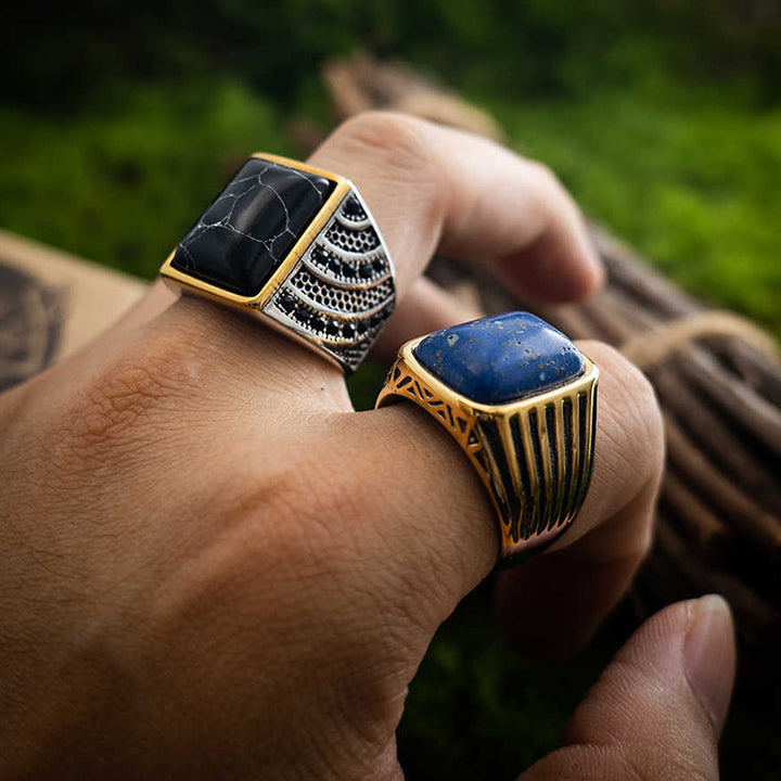 Anillo de piedra preciosa de guerrero turco "Triumph Return" de Olivenorma