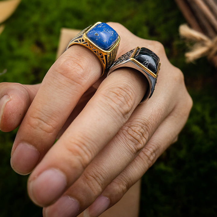 Anillo de piedra preciosa de guerrero turco "Triumph Return" de Olivenorma