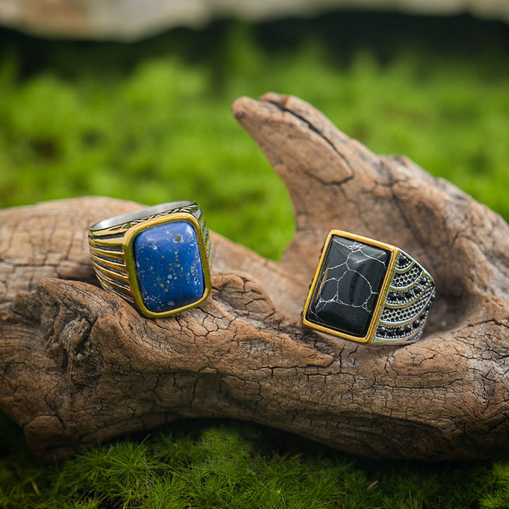 Anillo de piedra preciosa de guerrero turco "Triumph Return" de Olivenorma