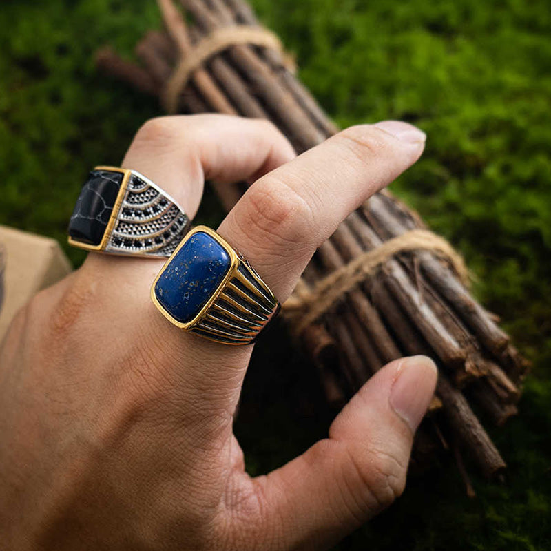 Anillo de piedra preciosa de guerrero turco "Triumph Return" de Olivenorma