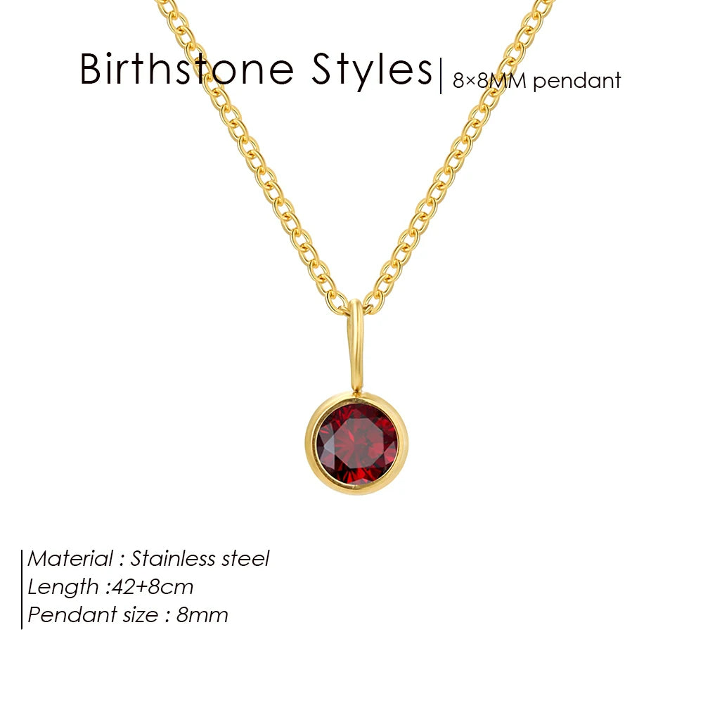 Collar con colgante de piedra natal de 8 mm de la constelación de Olivenorma 