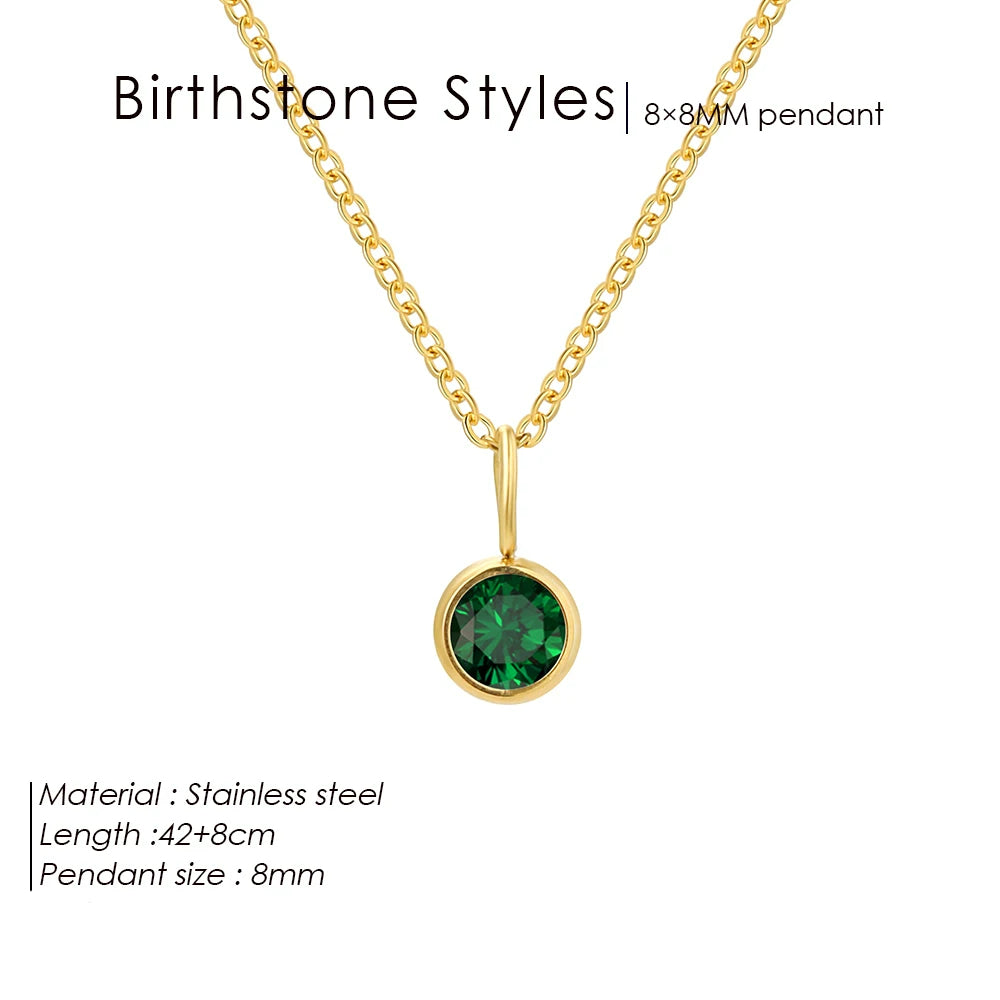 Collar con colgante de piedra natal de 8 mm de la constelación de Olivenorma 