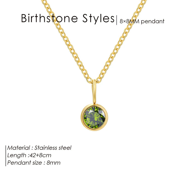 Collar con colgante de piedra natal de 8 mm de la constelación de Olivenorma 