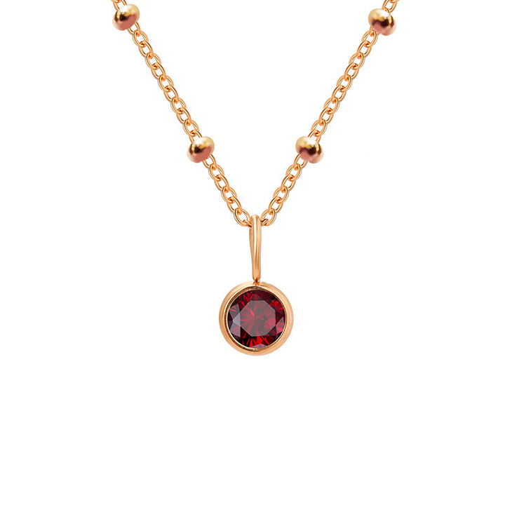Collar con colgante de piedra natal redonda de 8 mm de Olivenorma