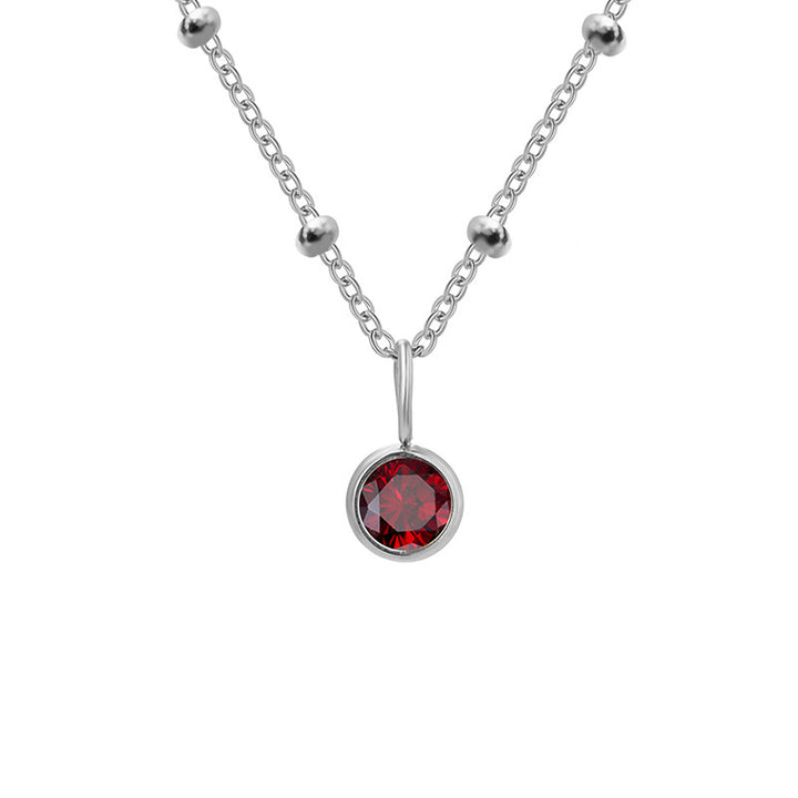 Collar con colgante de piedra natal redonda de 8 mm de Olivenorma