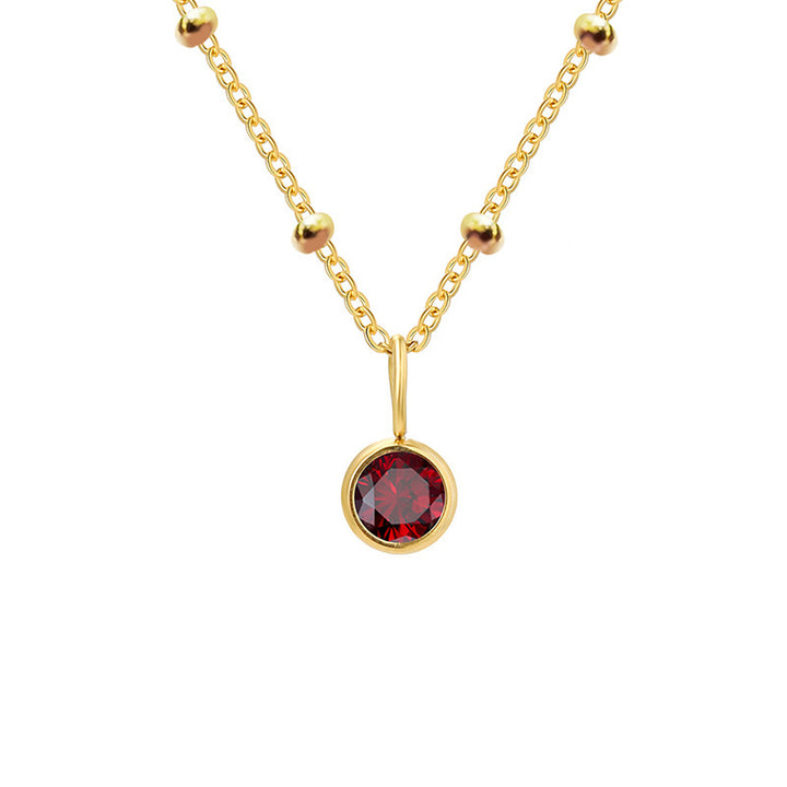 Collar con colgante de piedra natal redonda de 8 mm de Olivenorma