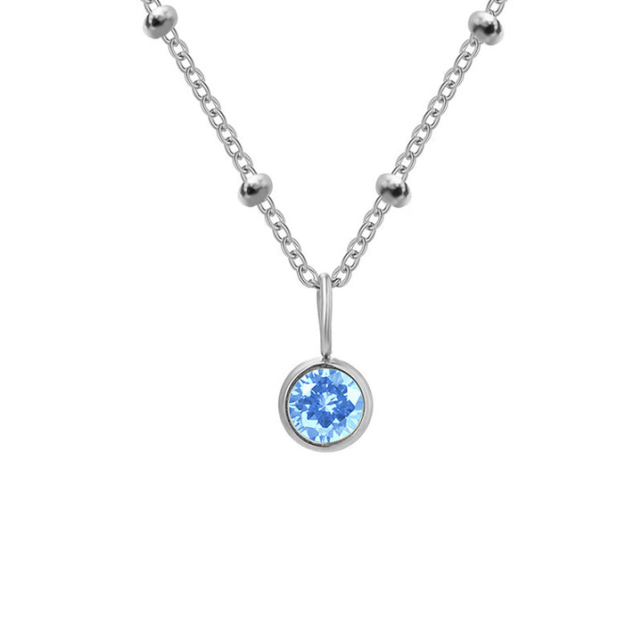 Collar con colgante de piedra natal redonda de 8 mm de Olivenorma