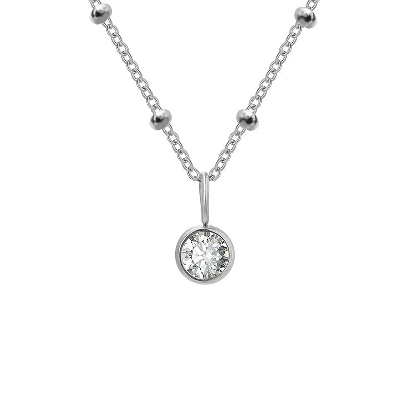Collar con colgante de piedra natal redonda de 8 mm de Olivenorma