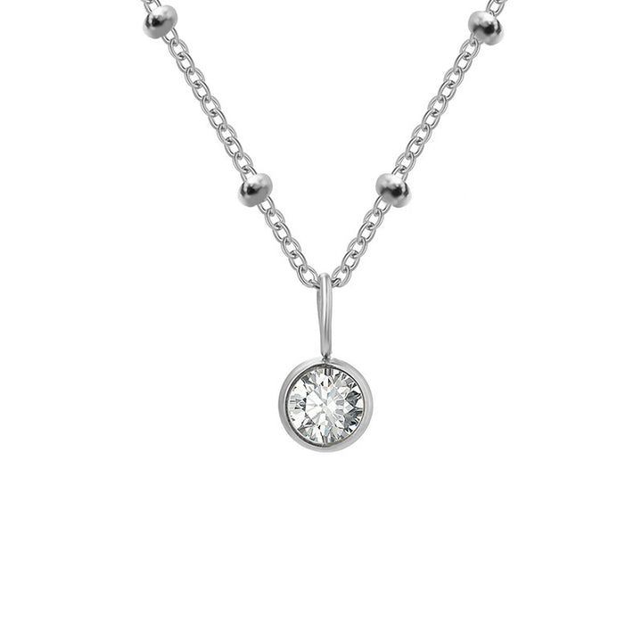 Collar con colgante de piedra natal redonda de 8 mm de Olivenorma