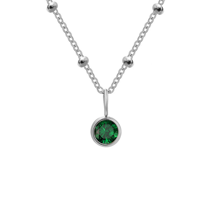 Collar con colgante de piedra natal redonda de 8 mm de Olivenorma