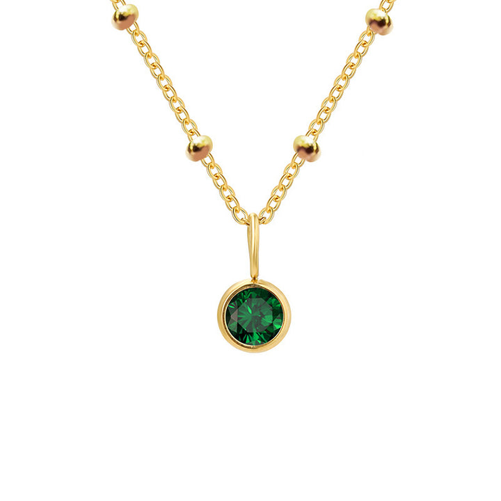 Collar con colgante de piedra natal redonda de 8 mm de Olivenorma
