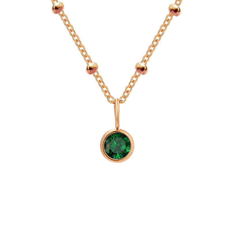 Collar con colgante de piedra natal redonda de 8 mm de Olivenorma