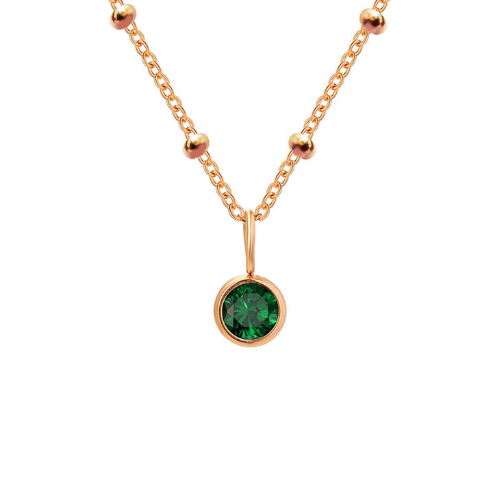 Collar con colgante de piedra natal redonda de 8 mm de Olivenorma