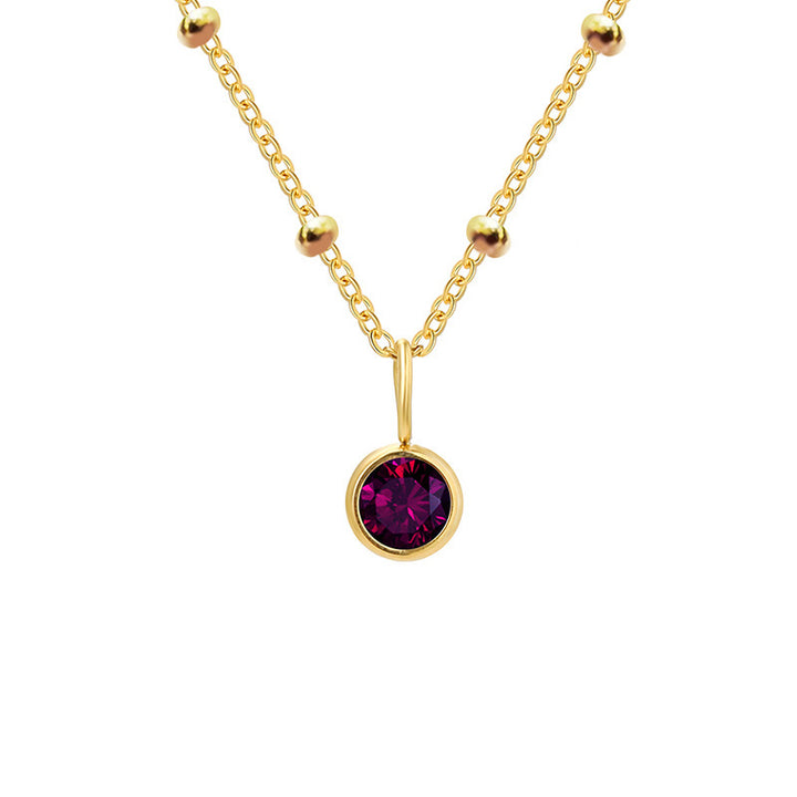 Collar con colgante de piedra natal redonda de 8 mm de Olivenorma