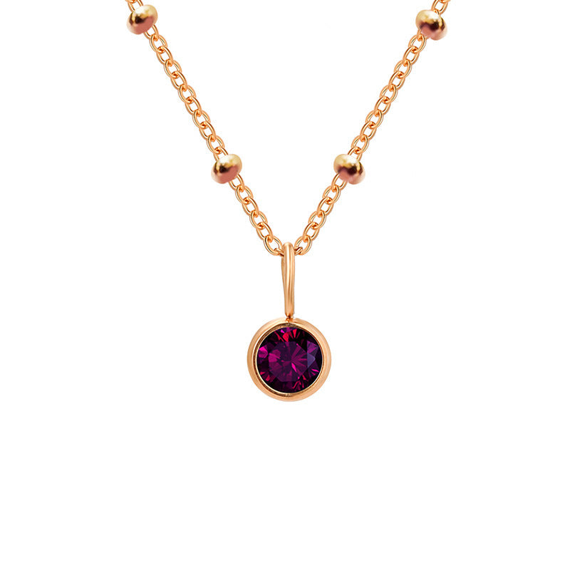 Collar con colgante de piedra natal redonda de 8 mm de Olivenorma