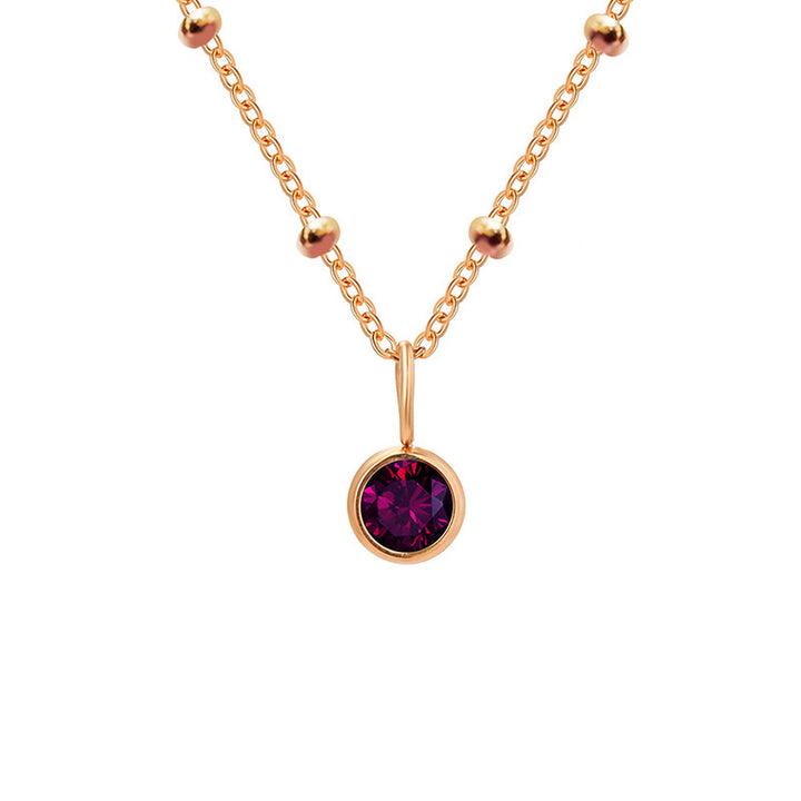 Collar con colgante de piedra natal redonda de 8 mm de Olivenorma
