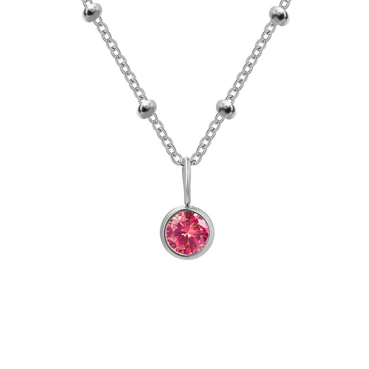 Collar con colgante de piedra natal redonda de 8 mm de Olivenorma
