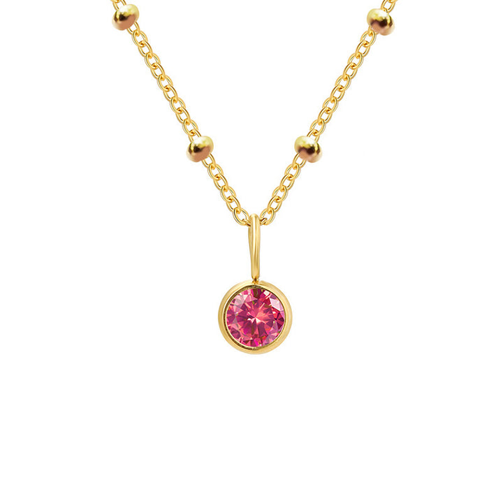 Collar con colgante de piedra natal redonda de 8 mm de Olivenorma