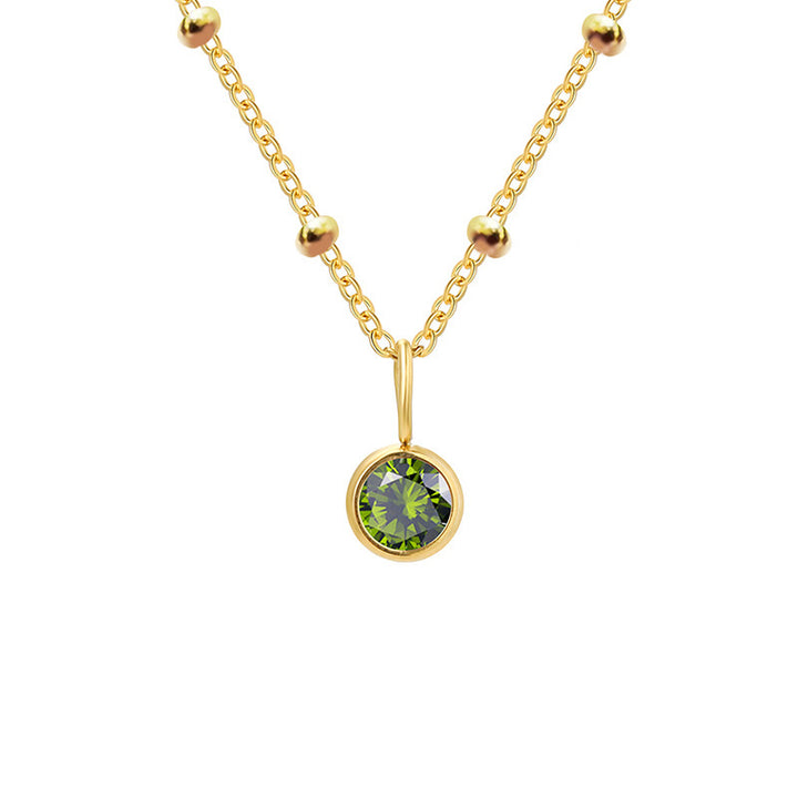 Collar con colgante de piedra natal redonda de 8 mm de Olivenorma