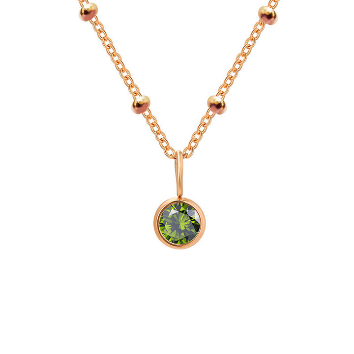 Collar con colgante de piedra natal redonda de 8 mm de Olivenorma
