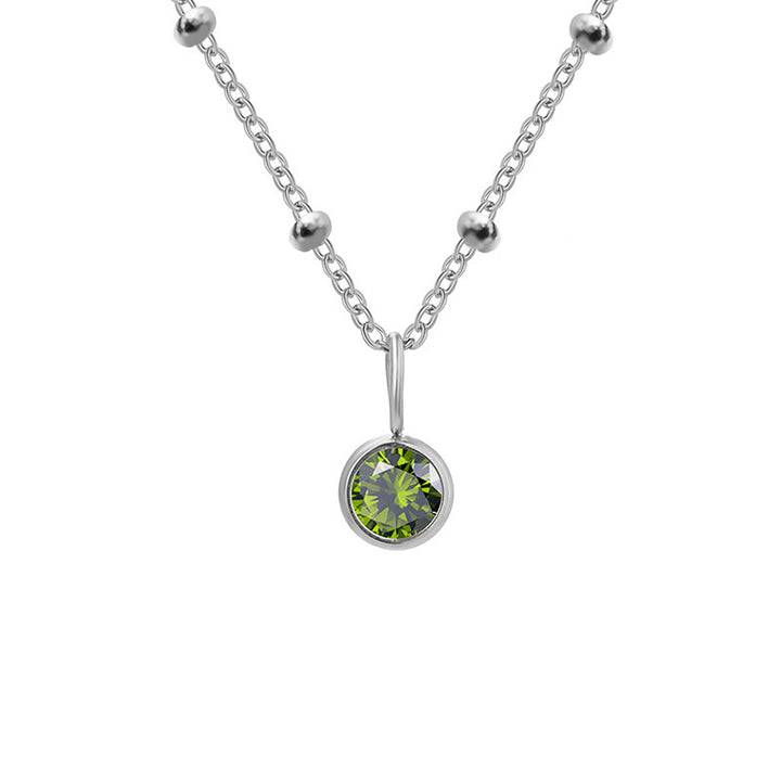 Collar con colgante de piedra natal redonda de 8 mm de Olivenorma