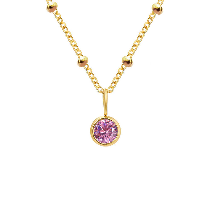 Collar con colgante de piedra natal redonda de 8 mm de Olivenorma