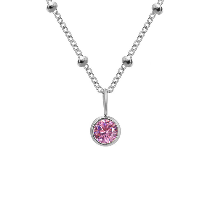 Collar con colgante de piedra natal redonda de 8 mm de Olivenorma