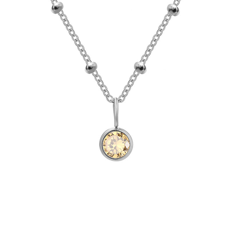 Collar con colgante de piedra natal redonda de 8 mm de Olivenorma