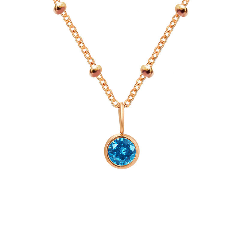 Collar con colgante de piedra natal redonda de 8 mm de Olivenorma