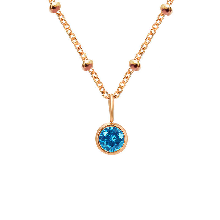 Collar con colgante de piedra natal redonda de 8 mm de Olivenorma