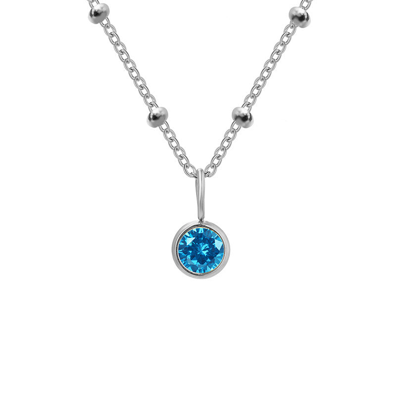 Collar con colgante de piedra natal redonda de 8 mm de Olivenorma