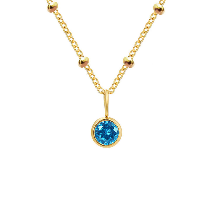 Collar con colgante de piedra natal redonda de 8 mm de Olivenorma