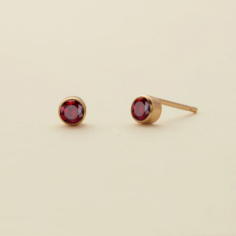 Pendientes sencillos de circonita con piedra natal de Olivenorma 