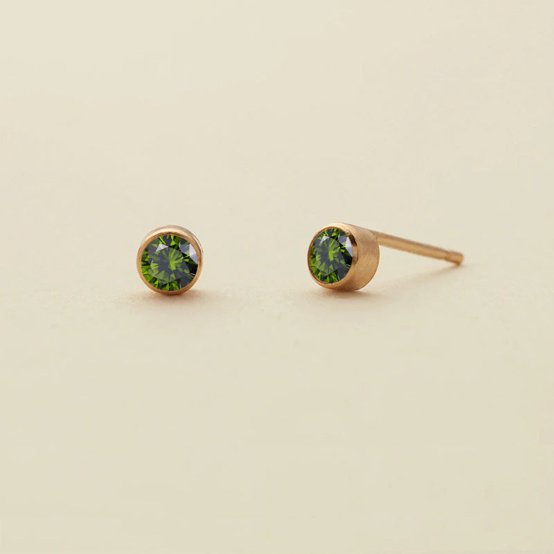 Pendientes sencillos de circonita con piedra natal de Olivenorma 