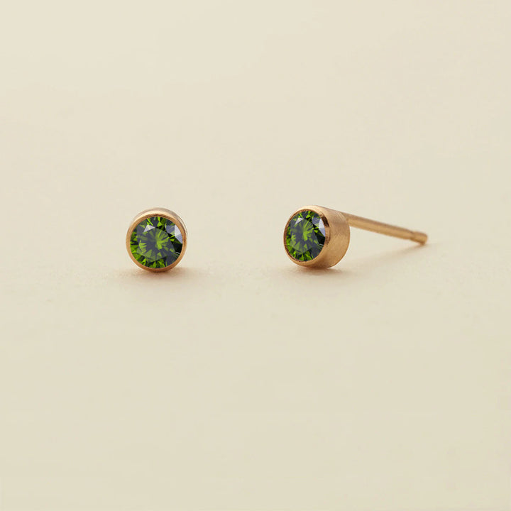 Pendientes sencillos de circonita con piedra natal de Olivenorma 