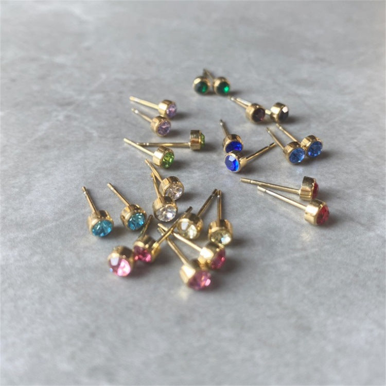Pendientes sencillos de circonita con piedra natal de Olivenorma 