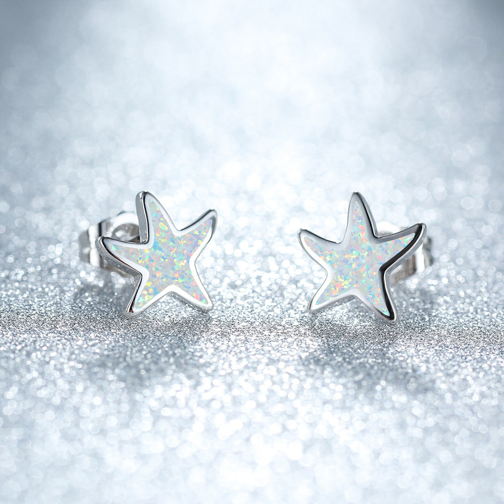 Pendientes de estrella de mar con ópalo azul de Olivenorma - Ópalo - Plata - image 12