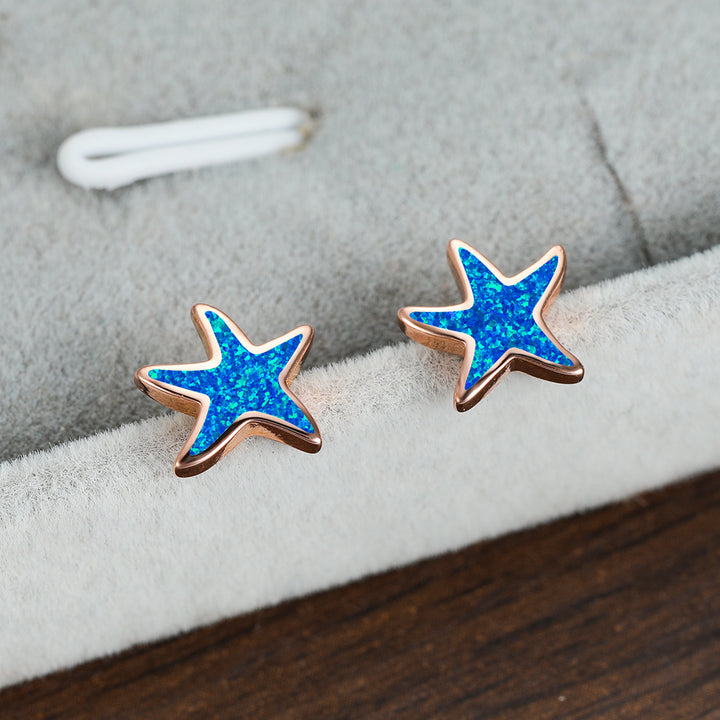 Pendientes de estrella de mar con ópalo azul de Olivenorma - image 9