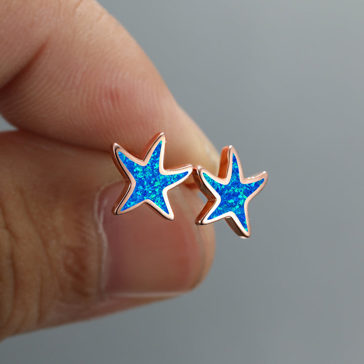 Pendientes de estrella de mar con ópalo azul de Olivenorma - image 7