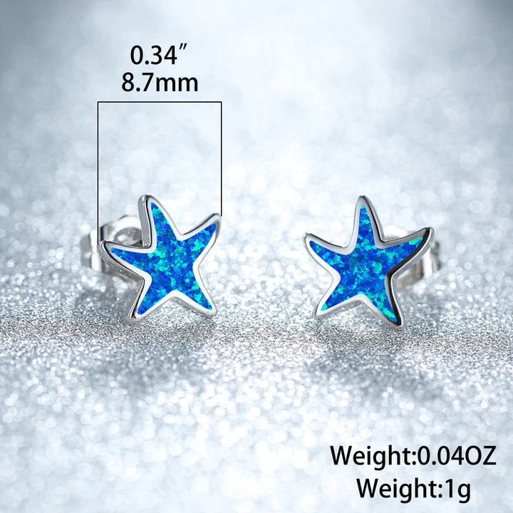 Pendientes de estrella de mar con ópalo azul de Olivenorma - image 4
