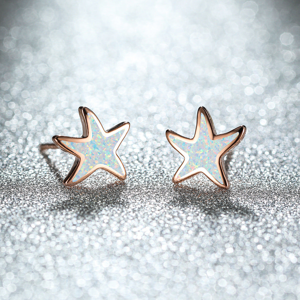 Pendientes de estrella de mar con ópalo azul de Olivenorma - Ópalo - Oro rosa - image 18