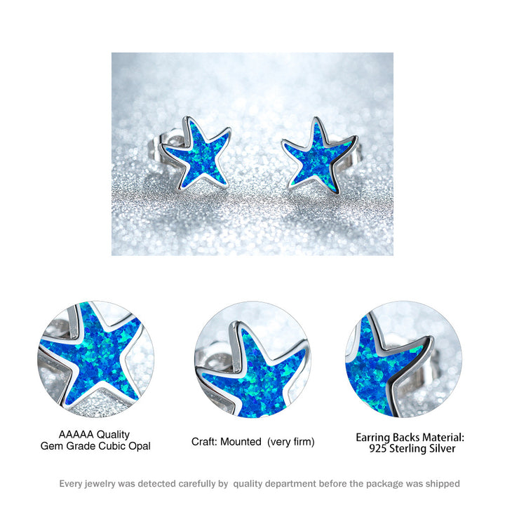 Pendientes de estrella de mar con ópalo azul de Olivenorma - image 5
