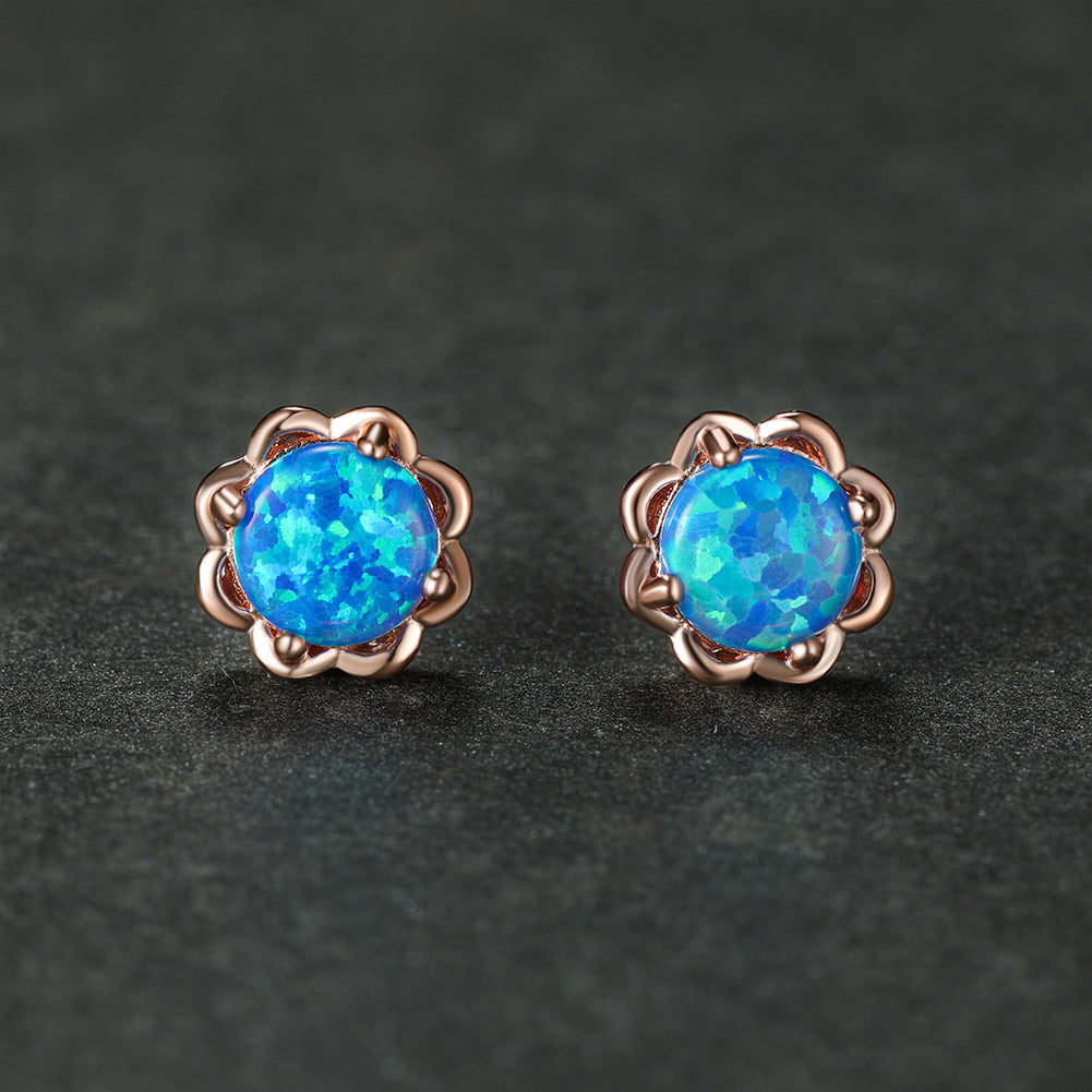 Pendientes de lujo de cuatro garras de ópalo en plata 925 de Olivenorma