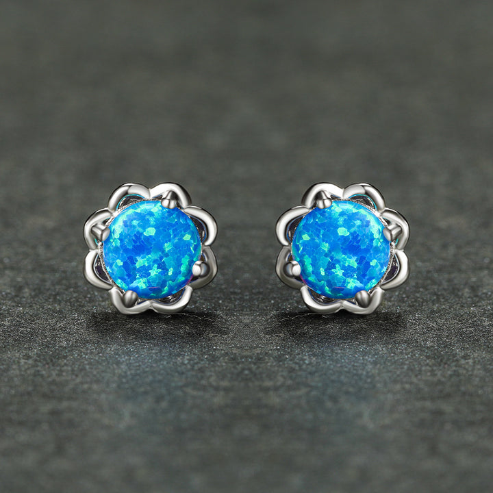 Pendientes de lujo de cuatro garras de ópalo en plata 925 de Olivenorma