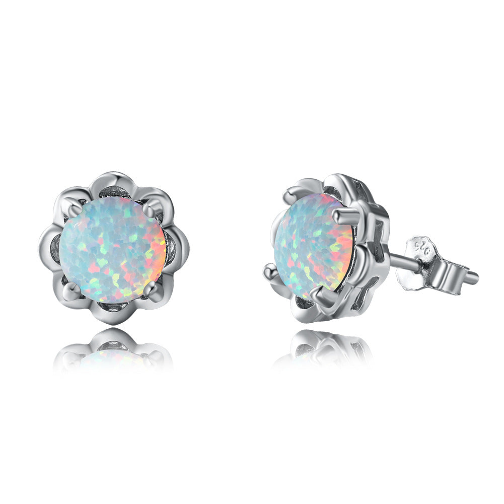 Pendientes de lujo de cuatro garras de ópalo en plata 925 de Olivenorma