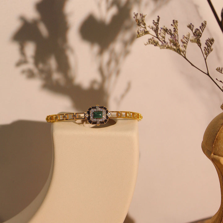 Pulsera ajustable premium de malaquita y ónix negro de Olivenorma