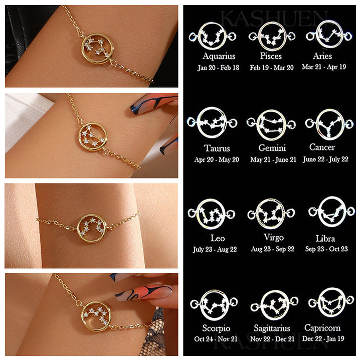 Pulsera de astrología del zodiaco con circonita blanca de Olivenorma