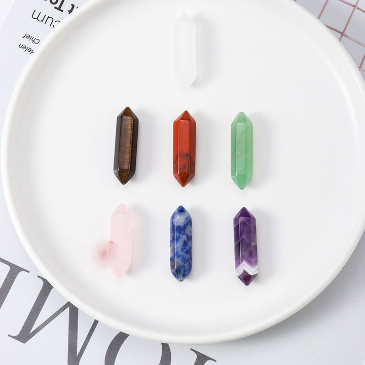 Piedras preciosas decorativas para chakras con columna de doble punta de cristal natural de Olivenorma