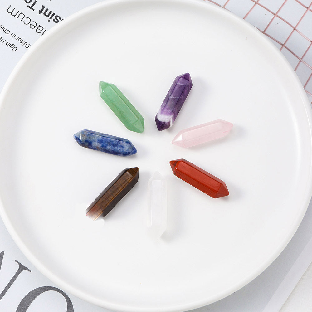 Piedras preciosas decorativas para chakras con columna de doble punta de cristal natural de Olivenorma
